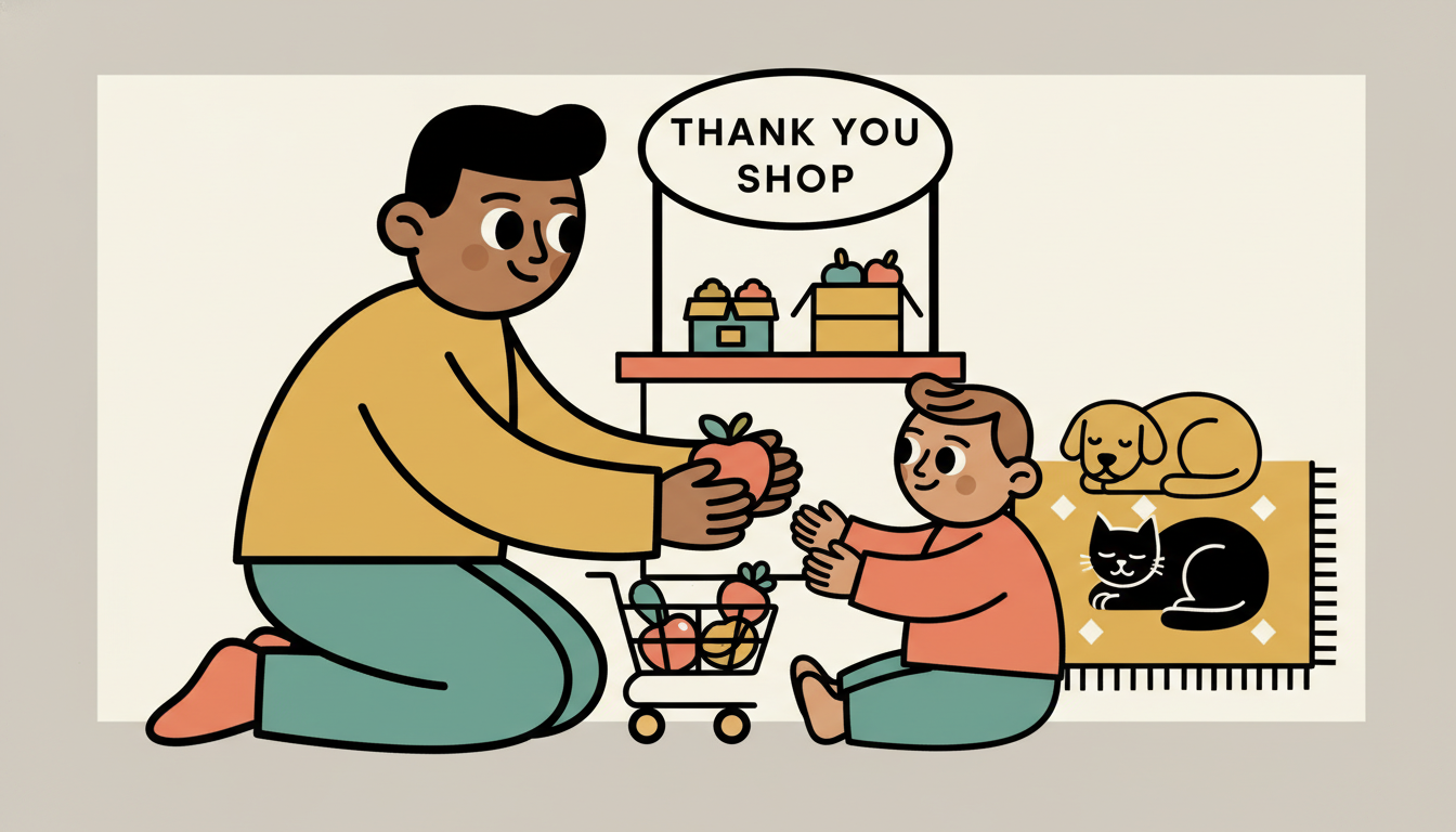 Pretend play thank you shop